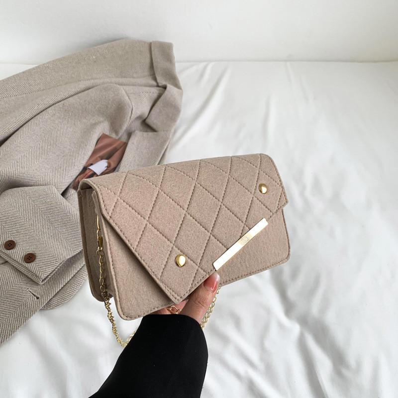 Trendiger Street Style Filzketten-Kleines Quadratische Tasche Für Damen 2023 Modische Umhängetasche