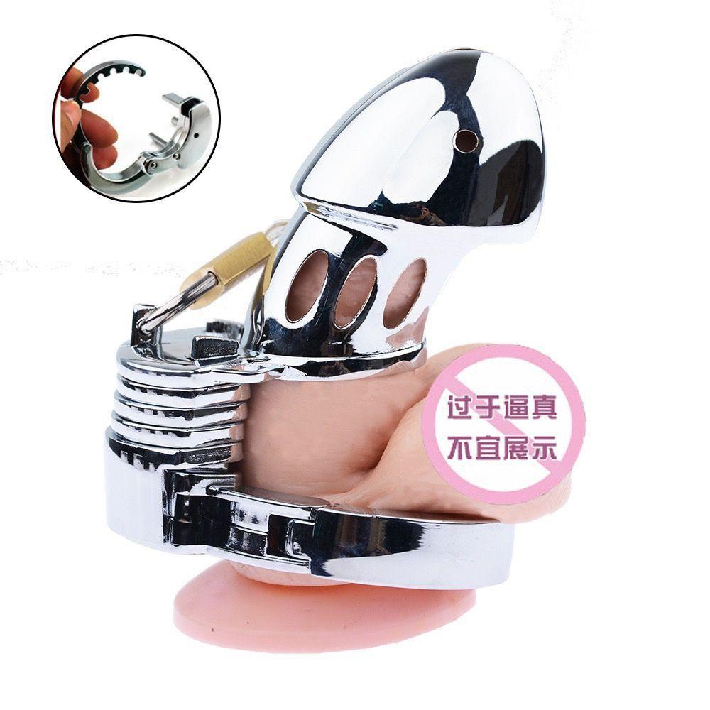 Adjustable Men's Chastity Lock Similar to Handcuffs Chastity Device