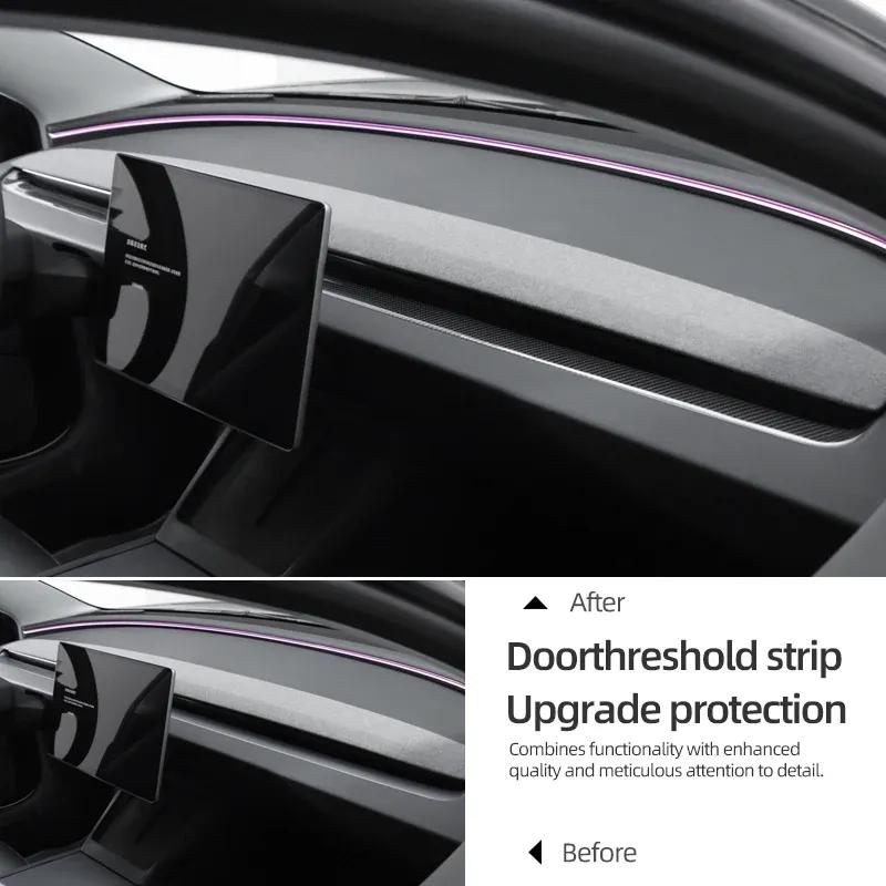 Carbon Fiber For Tesla Model 3 Highland Model Y Juniper Car Interior Dashboard Air Outlet Trim Strip Trument Auto Accessories