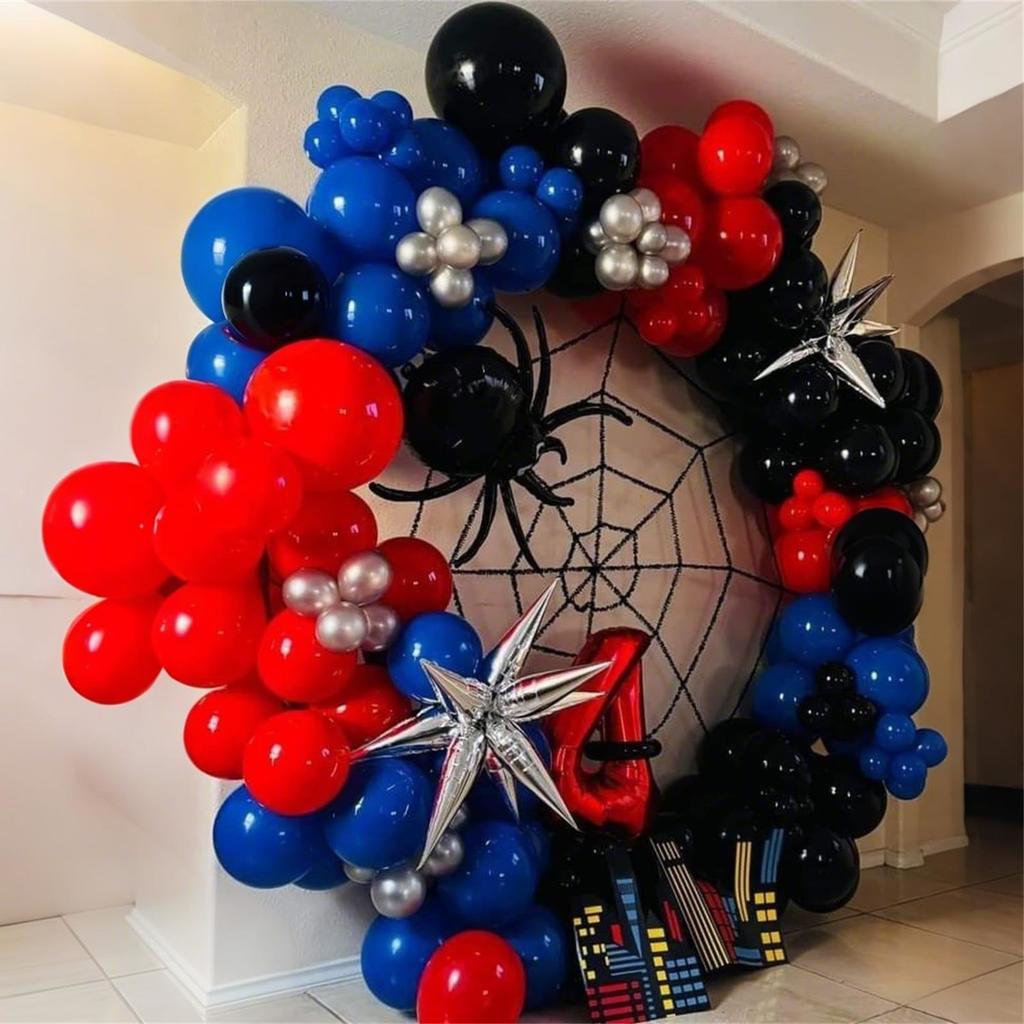 Red and Blue Themed Latex Balloon Children's Birthday Party Scene Decoration