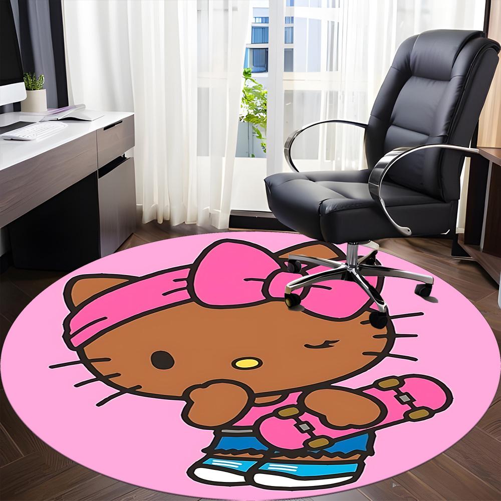 1pc Hello Kitty Carpet, Round Non-Slip Durable Large Size Office Carpet, Suitable for Office, Beautiful Decoration