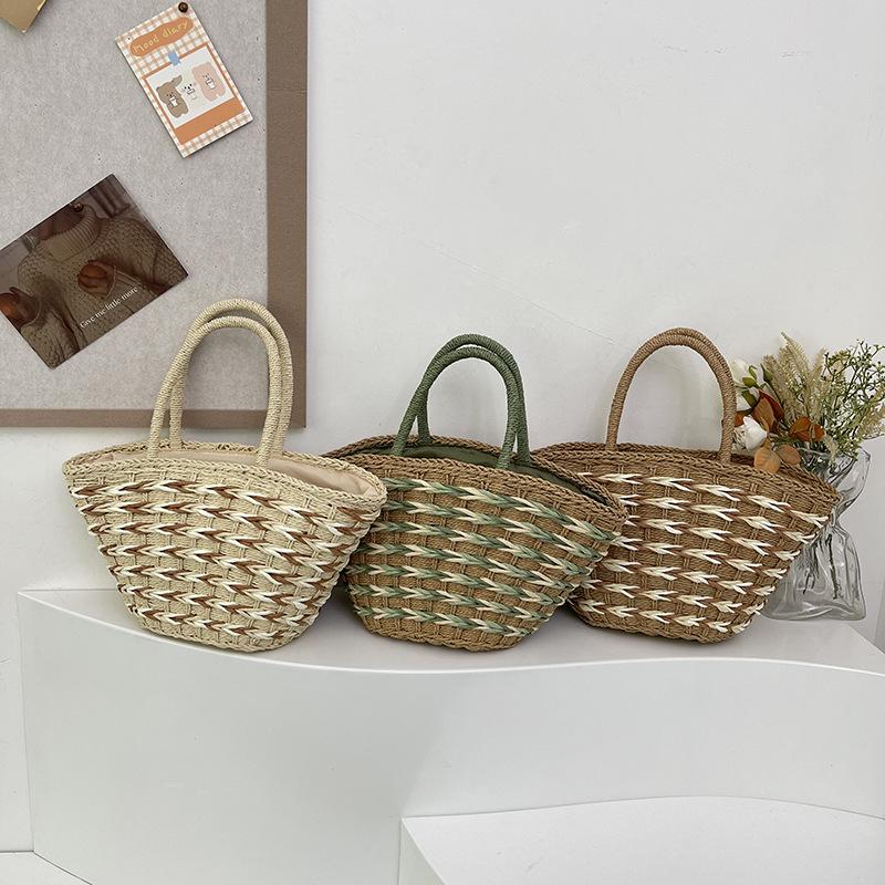 Summer popular portable large-capacity straw bag casual vacation style vegetable basket bag versatile woven armpit bag