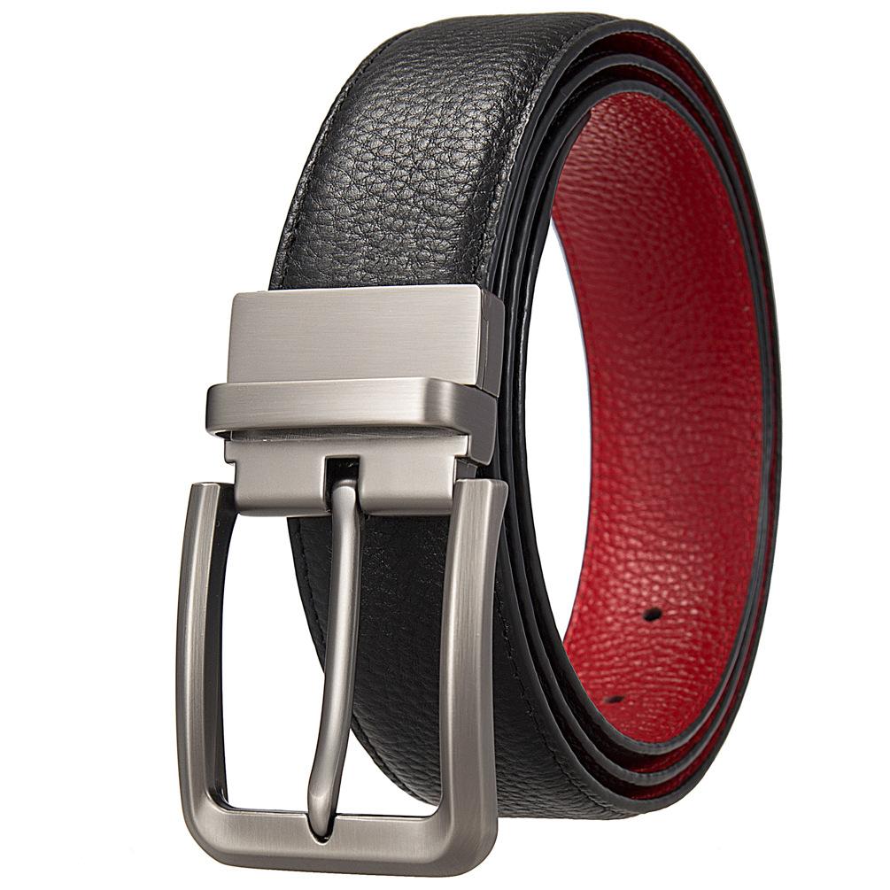 Fashion Perforated Belt, First Layer Cowhide Belt, Business Men'S Pin Buckle Belt Ly35-25943-5