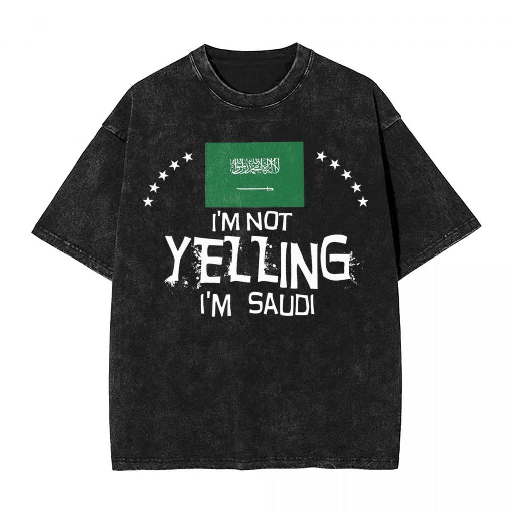 Gewaschenes T-Shirt Königreich Saudi-Arabien Hip Hop Vintage T-Shirts Oversize Streetwear Kurzarm Sommer Tops Tops Tees Männer Frauen
