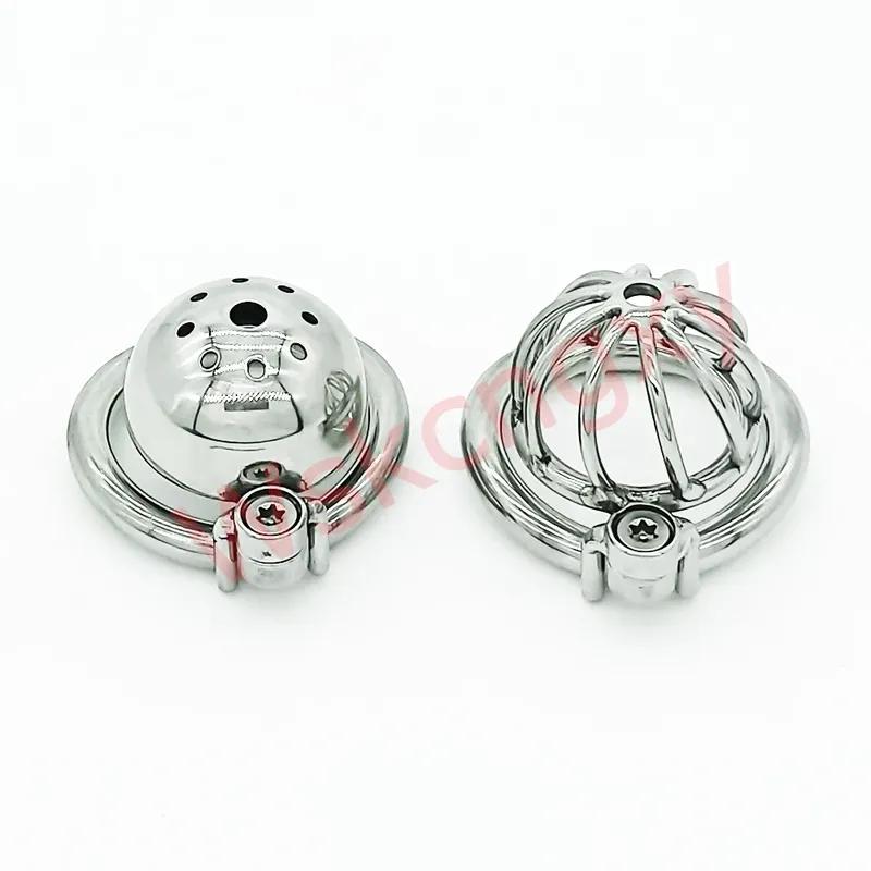 Screw Lock Stainless Steel Male Chastity Device Cock Cage with Arc Penis Ring Sex Toys for Men Urethral Lock Adult Game