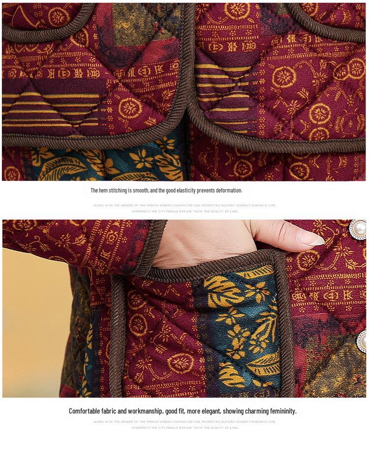 Velvet-Lined Winter Cotton Coat & Pants Set for Moms