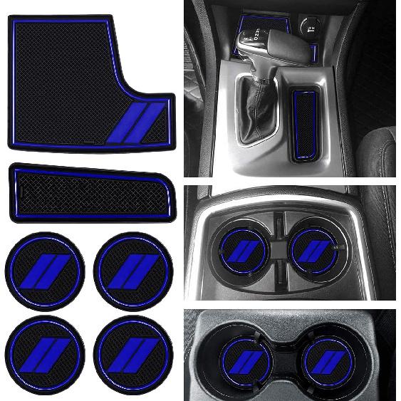 Bonbo Anti-Dust Mats for Dodge Charger 2015- | 6-Piece Fit Cup Holder Pads Set | Eco-Friendly Silicone Non-Slip Interior Accessories (Pink)