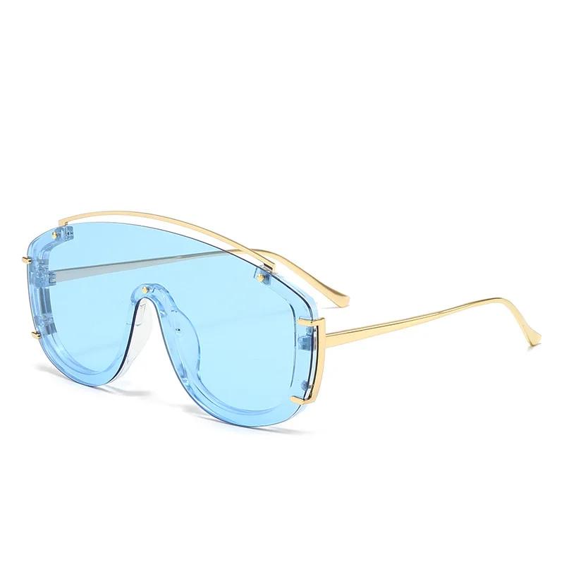 

European and American Trendy Metal Frame Color One-piece Sunglasses UV400 Sunscreen Travel Personalized ForOutdoor Eyeglasses W90783WW-
