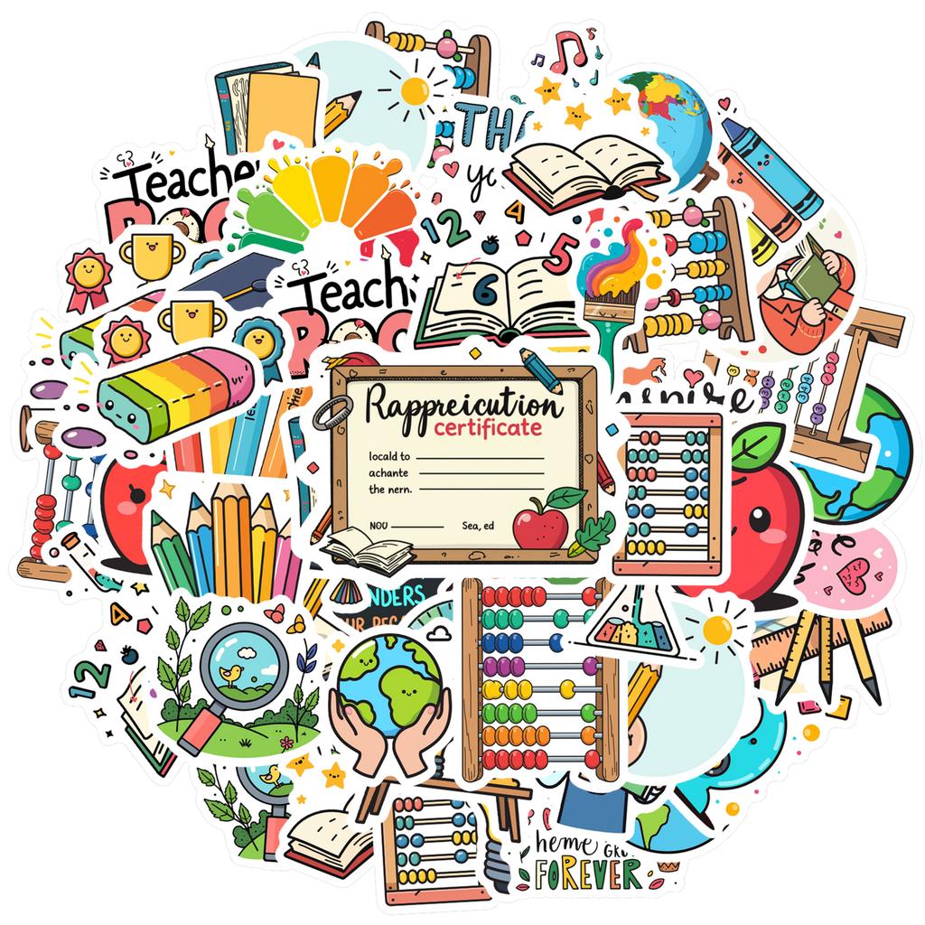 Cartoon Education Decals Cute School Teacher Reward Stickers Funny Stickers For Laptop Fridge Guitar