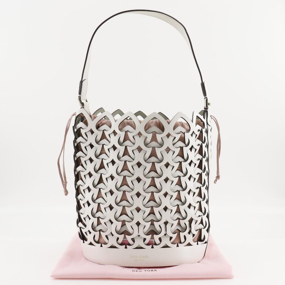 Kate Spade Dolly Large Shoulder Bag basket White/pink leather Women Used