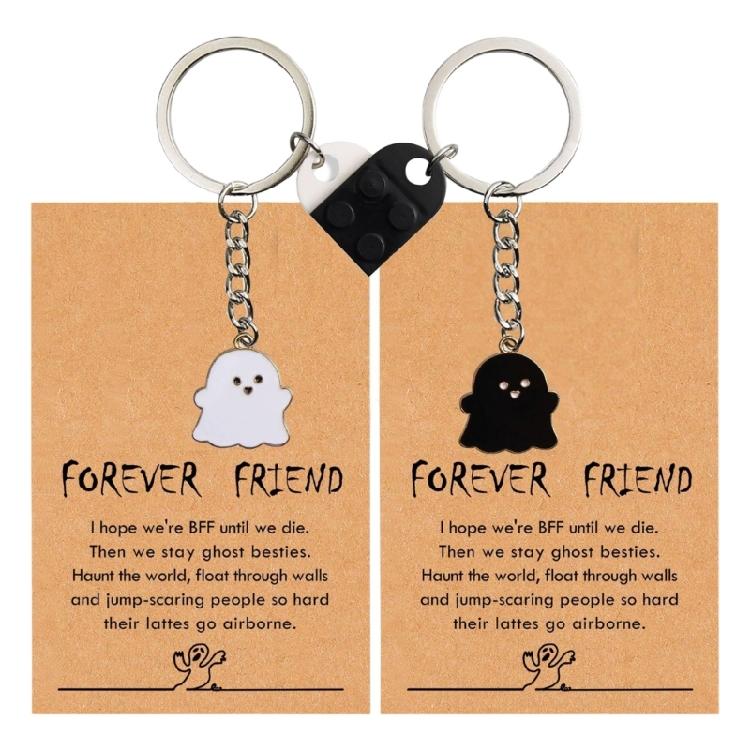 Spooky Wraith Key Ring Halloween Stocking Stuffer for Women Girls Teens Cute Boo Basket Gift for Friend With Gift Card