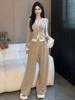 Plus Size Autumn Fashion Slimming Two-Piece Set: Wide-Leg Pants for Women (Fits Up to 200 Pounds)