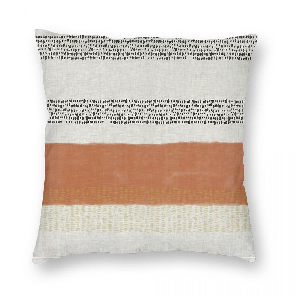 Terracotta Stripe Light Gray Square Pillowcase Polyester Linen Velvet Printed Zip Decorative Pillow Case Home Cushion Cover