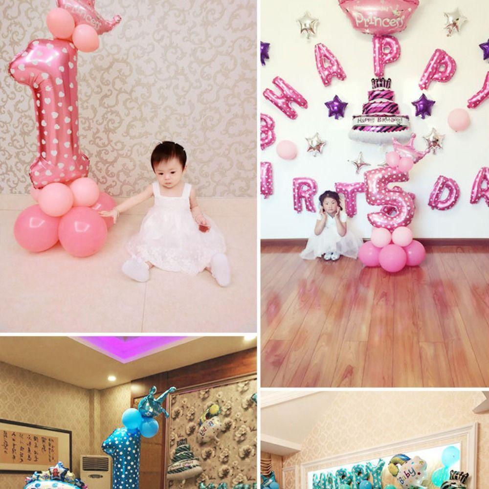 Star Print Birthday Party Number Balloon Blue Pink Number Zoo Theme Decoration Graduation