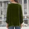 Women's Casual Pullover Top  Color Neck Long Sleeve Loose Fit Shirt for Everyday Wear