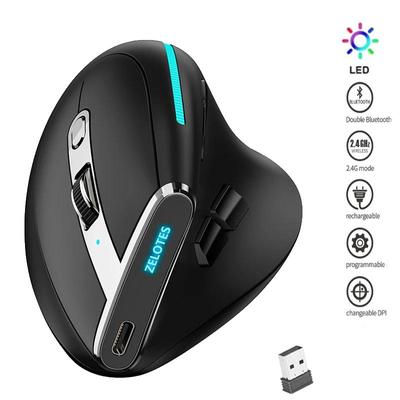 Bezprzewodowa mysz pionowa RGB ładowalna mysz Bluetooth do laptopa, tabletu Mackbook programowalna mysz do gier ergonomiczne myszy