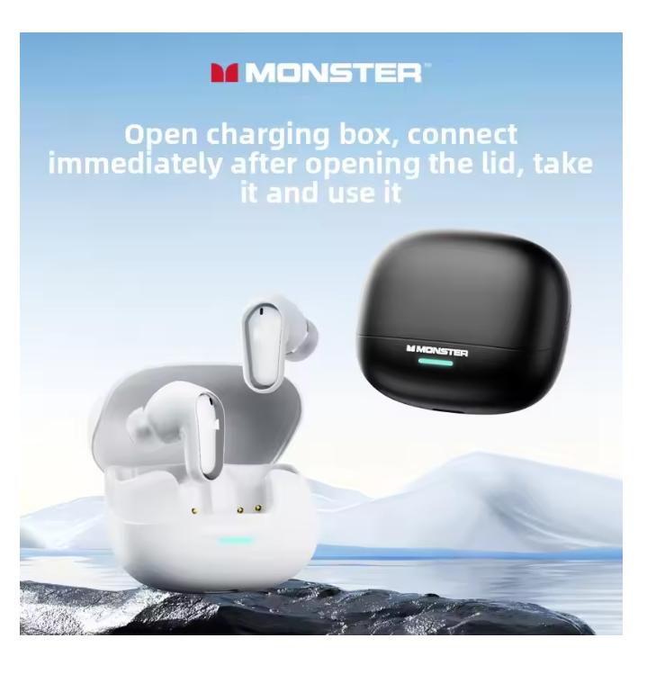 2025  New Monster MQT52 TWS Wireless Bluetooth 5.4 Headset HIFI Stereo Music Gaming Earphones Talking Noise Canceling Earbuds