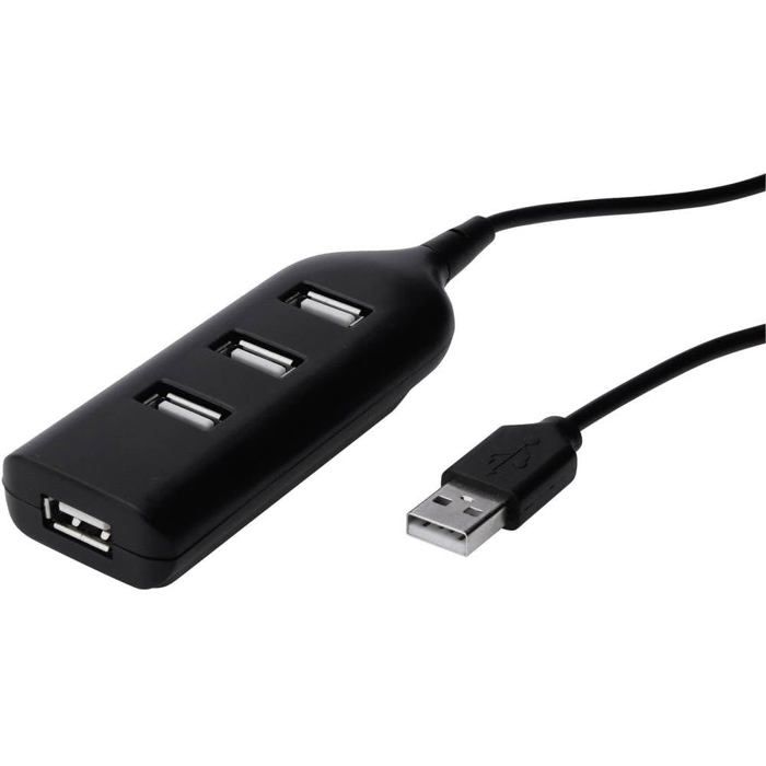Concentrateur USB - DIGITUS - 4 ports - USB 2.0 - Alimenté par USB - Noir