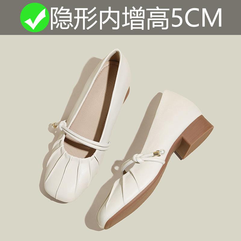 Mary Jane shoes with new autumn thick heels single shoes, women's small inner height increases by 5CM small size 3233