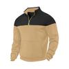 Men Color Block Quarter Zip Sweatshirt Mock Neck Pullover with Kangaroo Pocket Ribbed Cuffs Hem Long Sleeve Spring Fall Casual Streetwear Top