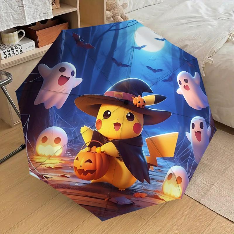 1pc Halloween Pikachu Automatic Folding Umbrella] Durable Iron Frame & Rod, Portable Folding, Makes a Great Holiday Gift Yy251016240