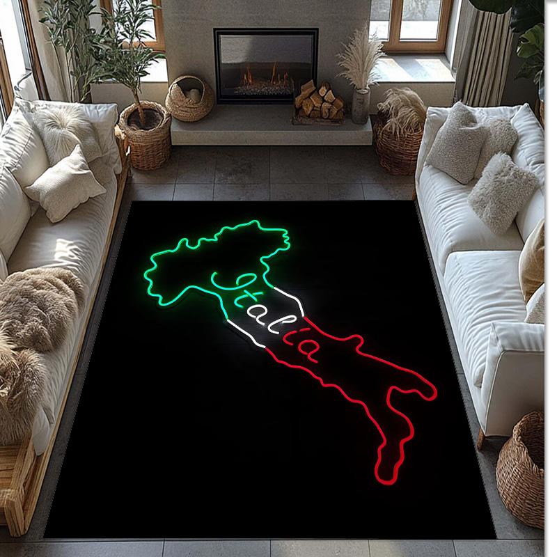Italy Printed Flannel Area Rug Non Slip Soft Polyester Floor Carpet Indoor Decor Mat for Bedroom Living Room Sofa