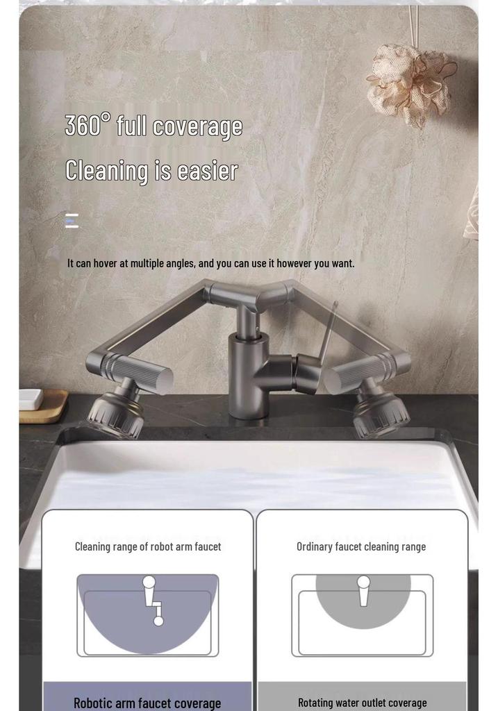 Dual-Use Rotating Lucky Cat Faucet for Bathroom and Kitchen