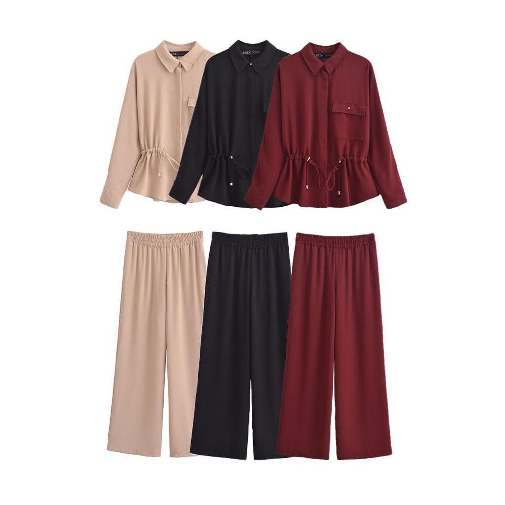 2025 Spring Women's Crepe Loose Shirt & Casual Long Pants - Euro-American Style