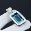 Dainty Blue Topaz Gemstone Silver Pendant In 925 Sterling Silver- Handmade Design, Everyday Wear Jewelry, Unique Pendant Party Wear Gift