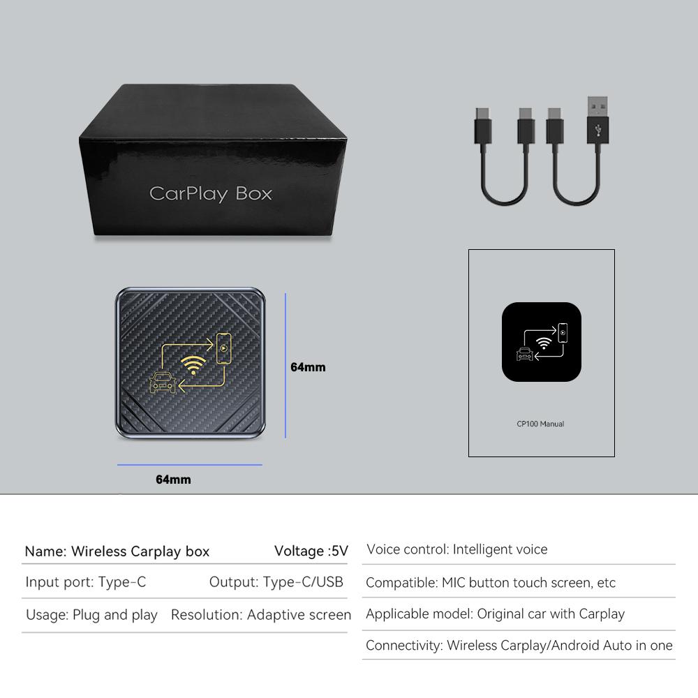 2 In 1 Wireless CarPlay Dongle Wireless Android Auto Box For Car Radio Wired CarPlay Plug and Play Auto Connect USB/Type C Port