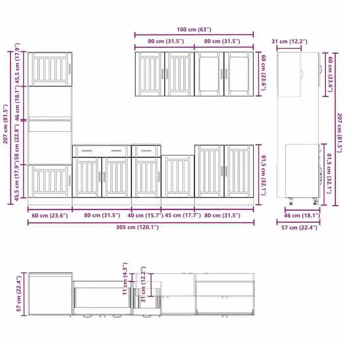 VidaXL Ensemble d'armoires cuisine 7pcs Kalmar blanc bois d'ingénierie, ensemble d'armoires, étagère de rangement, placard, 3314741