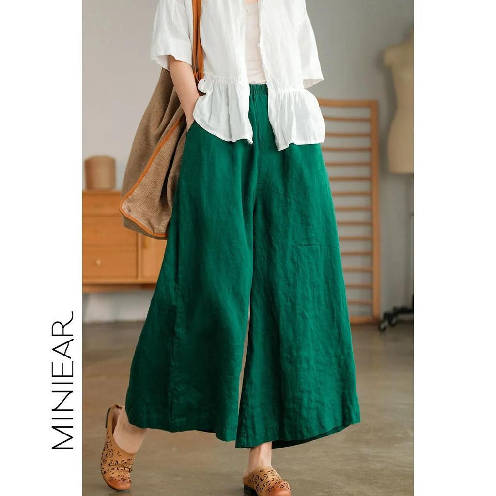 2022 Summer Plus Size Cotton Linen Wide-Leg Casual Pants - Breathable, Slimming, Artistic Design