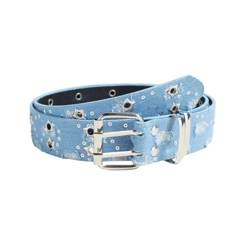 Stylish Double Eyelet Belt for Women Star Grommet Ideal for School and Outdoor Activity