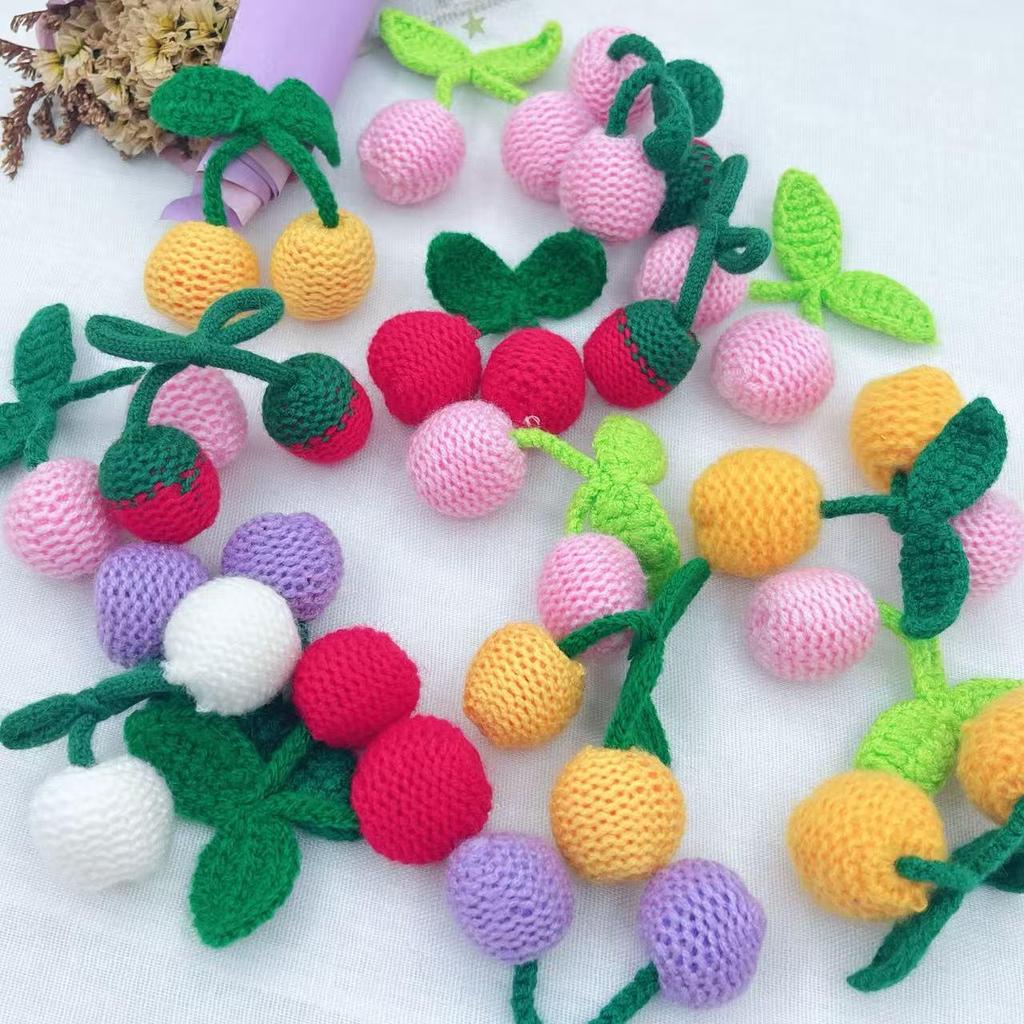 Cherry 3D Knitted Wool Yarn for DIY Jewelry, Socks, Hats, Toys, Keychains, and Decorative Accessories