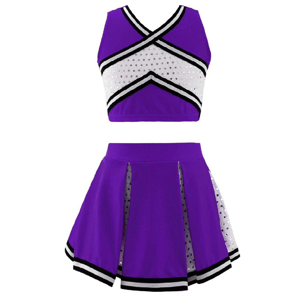 Girls' 2 Piece High School Cheerleading Uniform Costume Complete Outfit Cosplay Fancy Dress