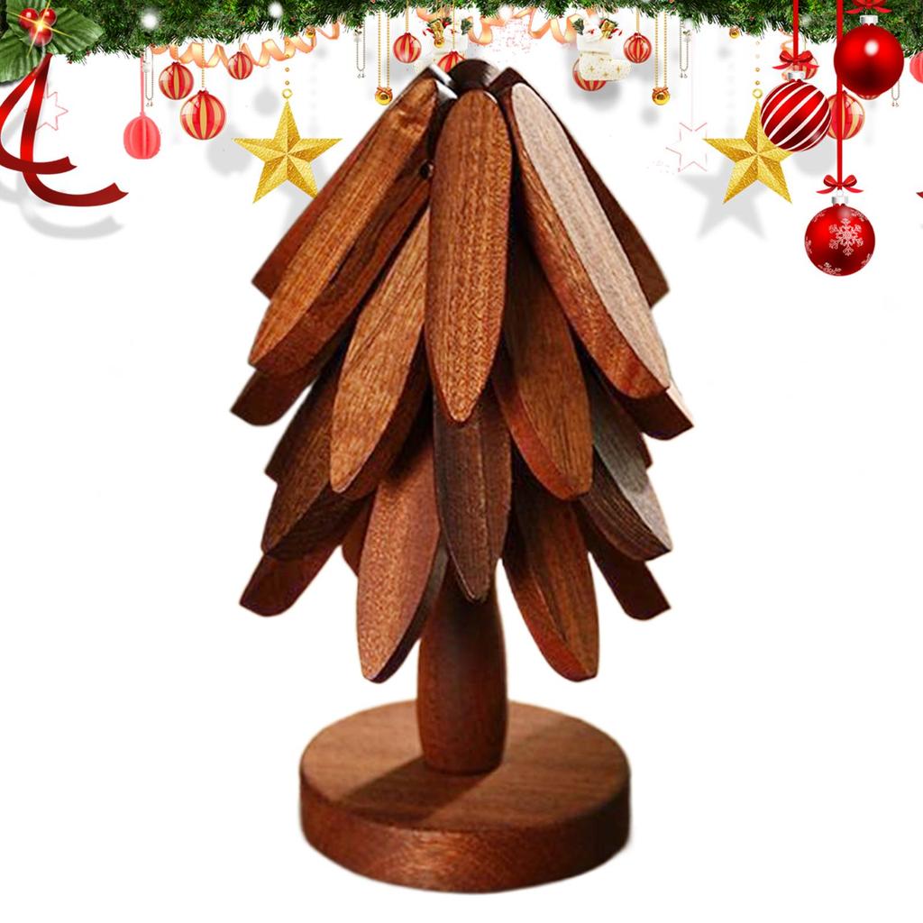 Foldable Wooden Tree Trivet Coaster Non-Slip Cup Coaster Set For Cookware Stove Pan Cup Teapot Hot Dishes Bowl Kitchen Dining
