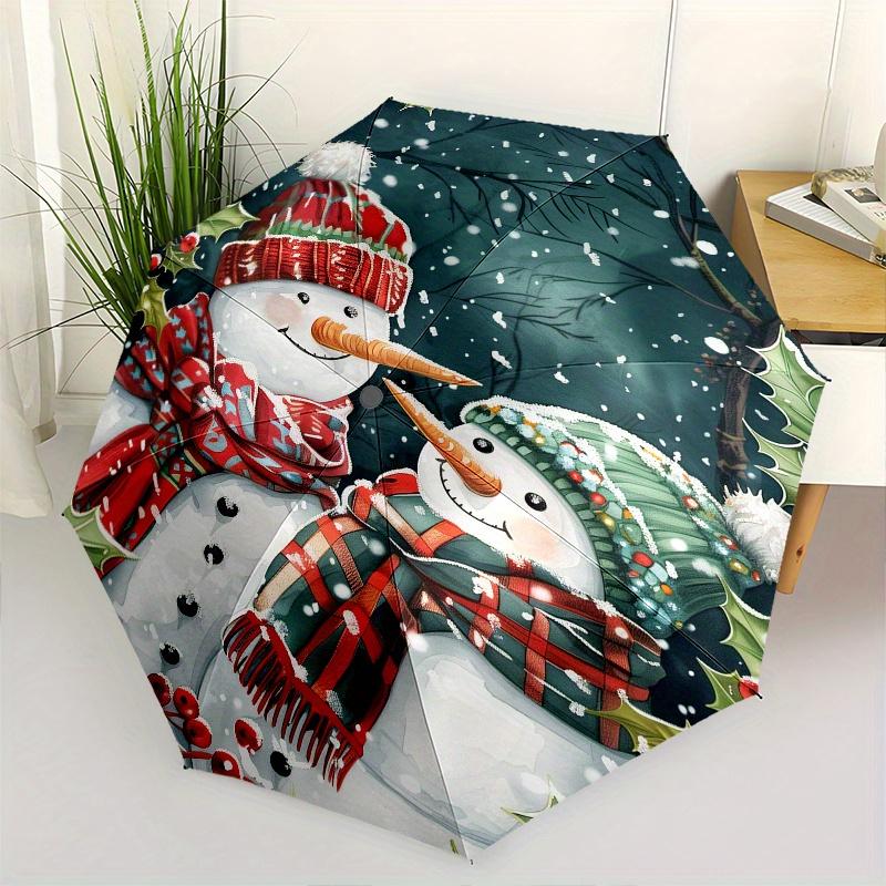 

Snowmen,Winter Wonderland Automatic Folding Umbrella 8 Ribs Lightweight Design, Durable Iron Frame, Small and Portable, Ideal for Birthday