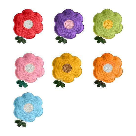 Crochet Flower Coasters, Handmade Knitted Heat Resistant Cup Mats Table Placemats, Decorative Crochet Doilies for Tabletop Protection, Cute Home Decor