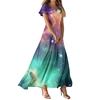 Women's Summer Casual Fashion -Print V-Neck Short-Sleeve Patchwork Dress