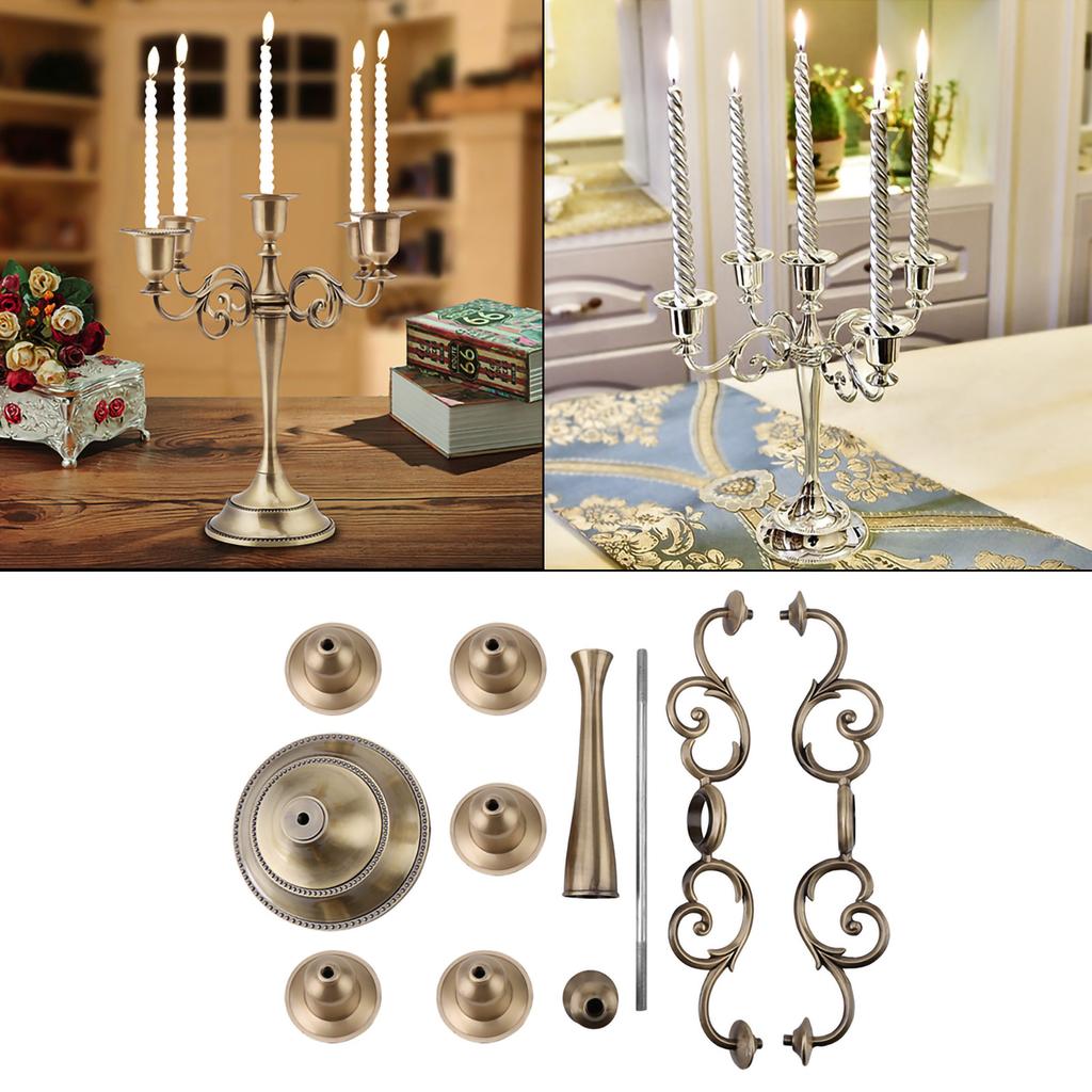 5 Stands Candle Holder 2 Colors 5 Arms Alloy Candle Holder European  Candelabra Wedding Candlestick Home Decor