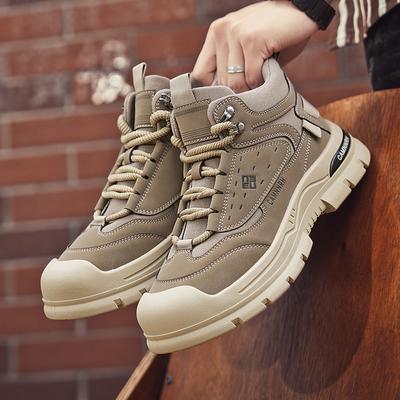 Jesienne trampki męskie buty nowe platformy wygodne outdoorowe wysokie modne trendy męskie odporne na zużycie casualowe krótkie buty robocze