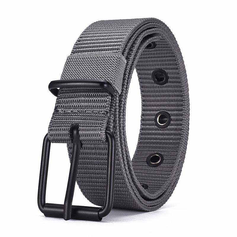 Ceinture en Nylon pour Homme Ceinture en Toile Poreuse à Boucle à Ardillon Ceinture de Sport d'Extérieur Ceinture Tendance pour Femme avec Ceinture pour Jeans pour Hommes Femmes 118cm gray