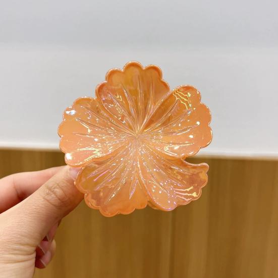 Women Hair Claw Flower Design Back Head Hair Clip Non-Slip Grip Bright Colors Shark Hair Claw Hair Accessory