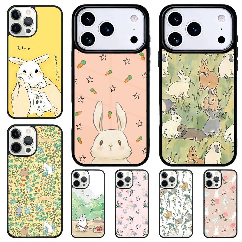 Cute Bunny Rabbit Soft Phone Case for iPhone 17 Air 16 15 11 12 14 13 Pro Max Shockproof Cover