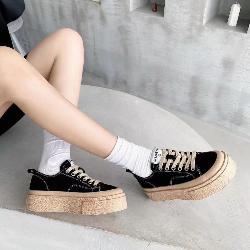 Módní plátěné boty dámské ležérní muffinová podrážka dámské boty léto nové silná podrážka zvyšující plátěné boty