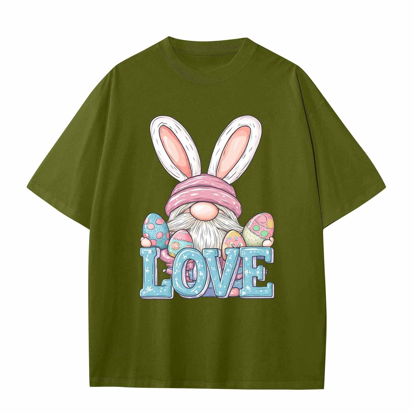 

Повседневная свободная футболка с принтом «Пасха» для мальчиков и девочек, круглый вырез, короткий рукав, свитер 120 зелёный