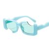 Hip Hop Square Sunglasses Women Men Off Notch Hole Design White Sun Glasses Blue Ladies Vintage Eyewear UV Protection