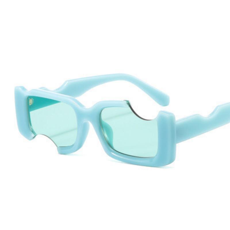 Hip Hop Square Sunglasses Women Men Off Notch Hole Design White Sun Glasses Blue Ladies Vintage Eyewear UV Protection