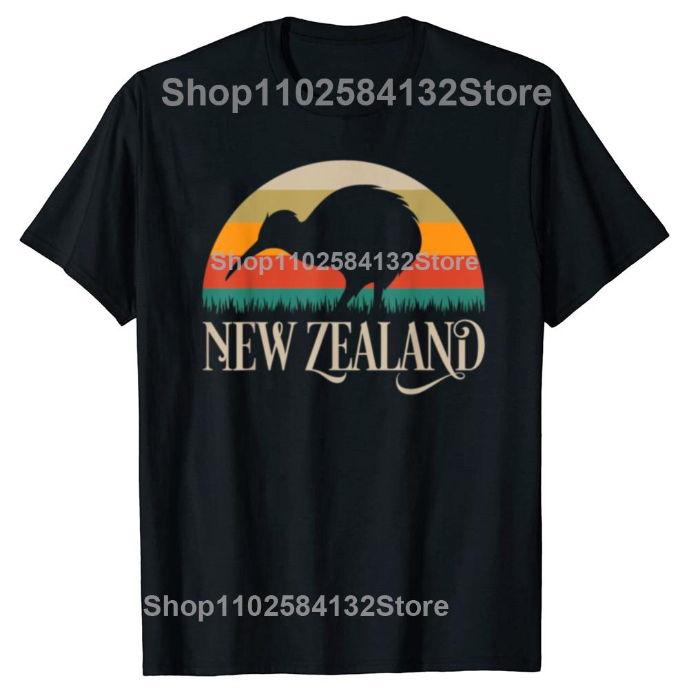 Funny New Zealand Kiwi Vintage Bird Graphic T-shirts 's Fashion Casual Tshirt 100% Cotton Loose Oversized T Shirt