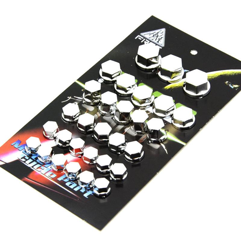 

Набор из 30 штук! Крышки-гайки для болтов головки мотоцикла - Хромированные декоративные крышки для Yamaha, Kawasaki - Стильные шестигранные колпачки для болтов и многое другое!